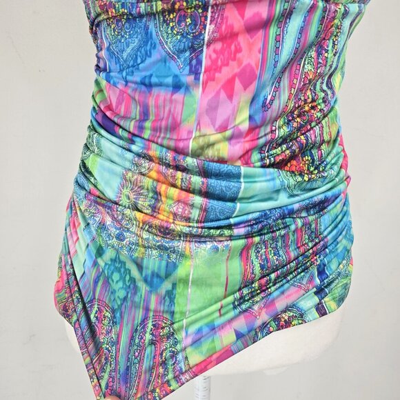 Profile by Gottex Jasmin Colorful Ruched Bandeau Tankini Top - Picture 5 of 11